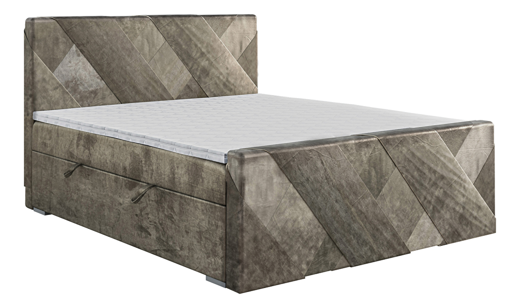 Kontinentálna posteľ 180 cm Galand (hnedosivá) (s matracom a úl. priestorom)