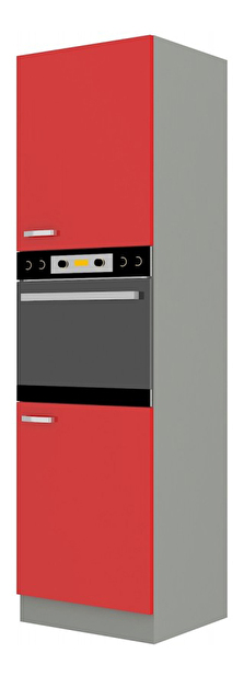 Potravinová kuchynská skrinka na rúru Roslyn 60 DP 210 2F (červená + sivá)