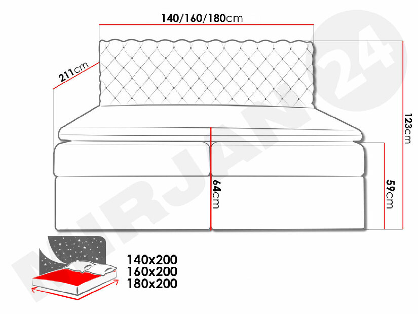 Manželská posteľ 180 cm Derro *výpredaj
