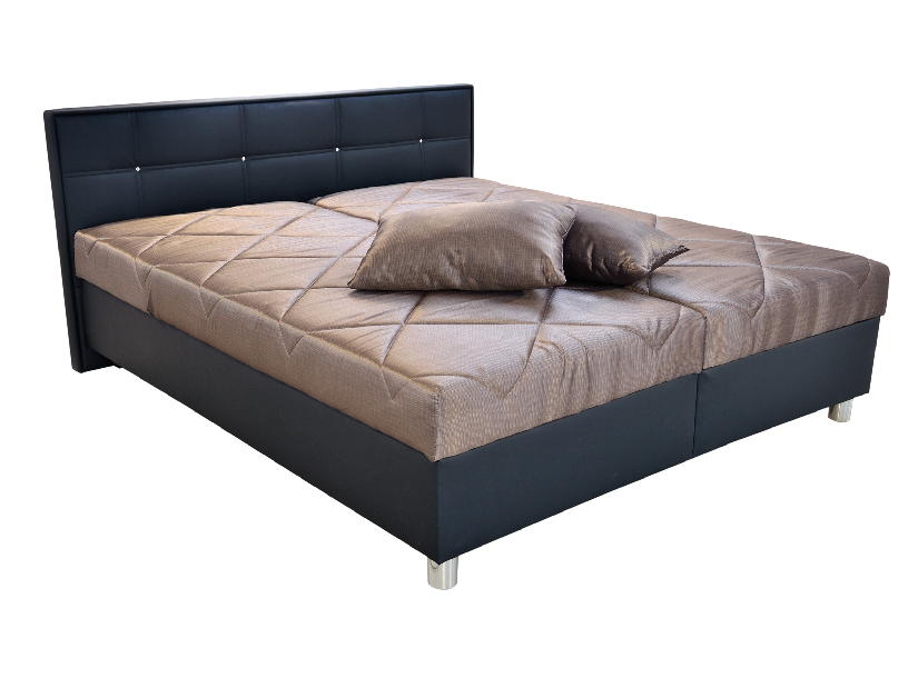Manželská posteľ 180 cm Blanár Belfast (hnedá + čierna) (s roštami a matracmi)