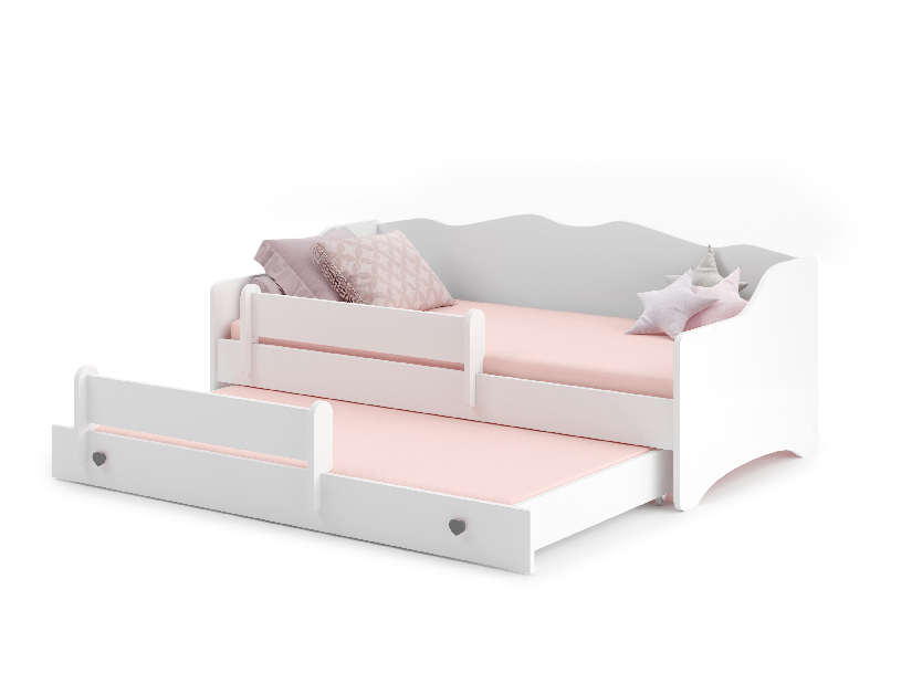 Rozkladacia detská posteľ 160x80 cm Ester II (s roštom a matracom) (biela + sivá)