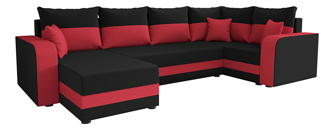 Rohová sedacia súprava Harmony Long (čierna + červená) (P)