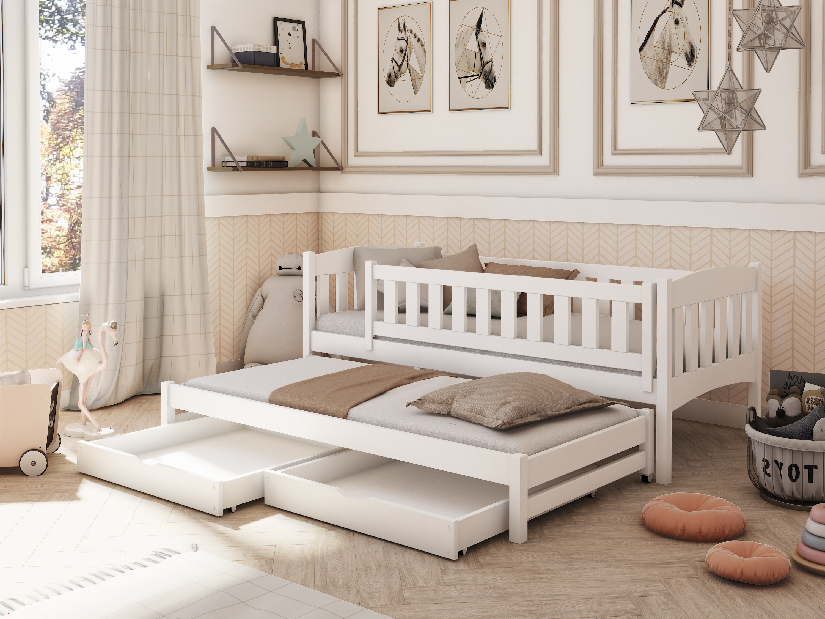Detská posteľ 80 x 180 cm Amalia (s roštom a úl. priestorom) (biela)