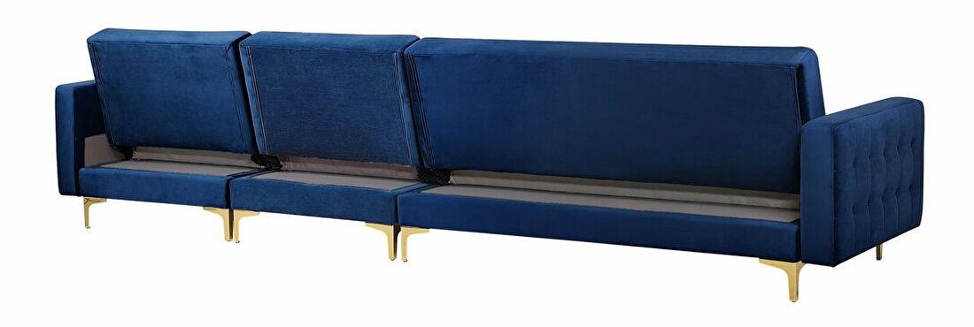Rohová sedačka Aberlady 3 (námornícka modrá) (s taburetkou) (L)