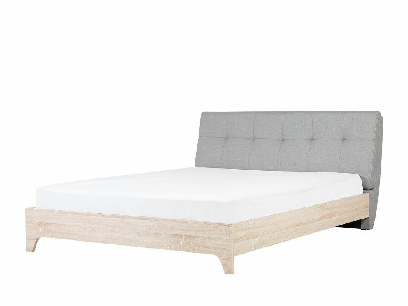 Manželská posteľ 160 cm BERGAMO (s roštom) (sivá + svetlé drevo)