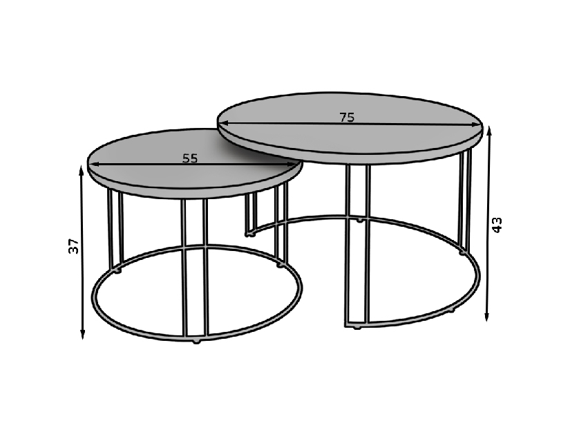 Set 2 ks. konferenčných stolíkov Essence (biela + čierna)