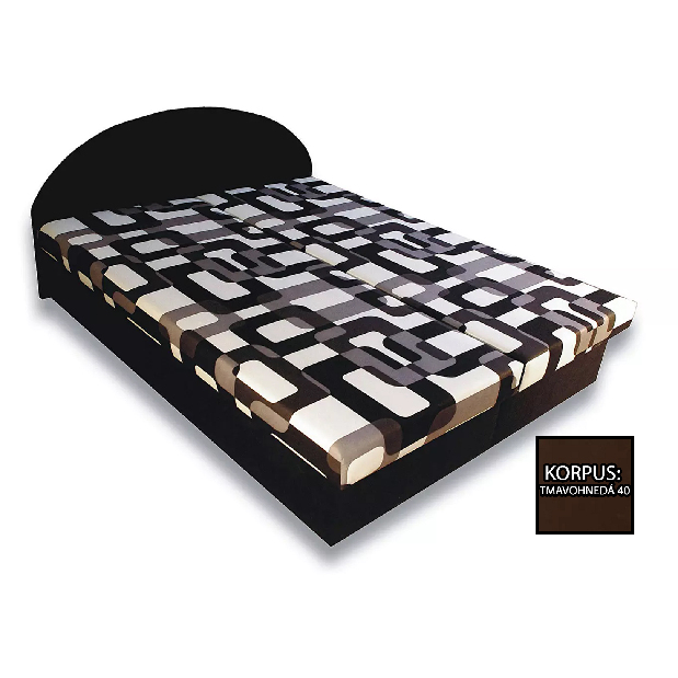 Manželská posteľ 160x200 cm Elena (s penovými matracmi) (hnedobielosivá + tmavohnedá) *výpredaj