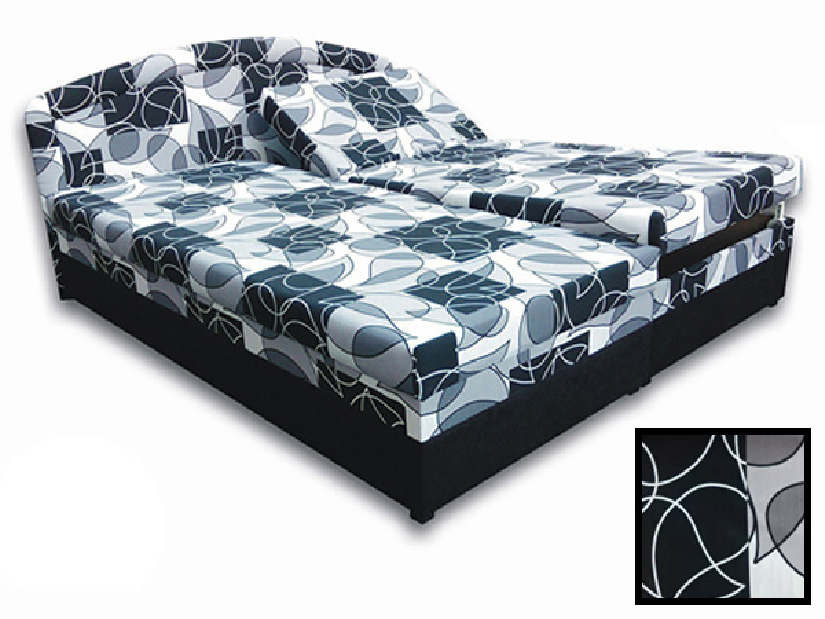 Manželská posteľ 160 cm Velvet (s penovými matracmi) (čierna + vzor) *výpredaj