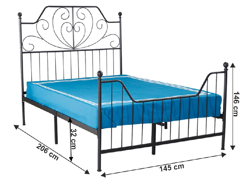 Manželská posteľ 140 cm Ridul (s roštom) (čierna)