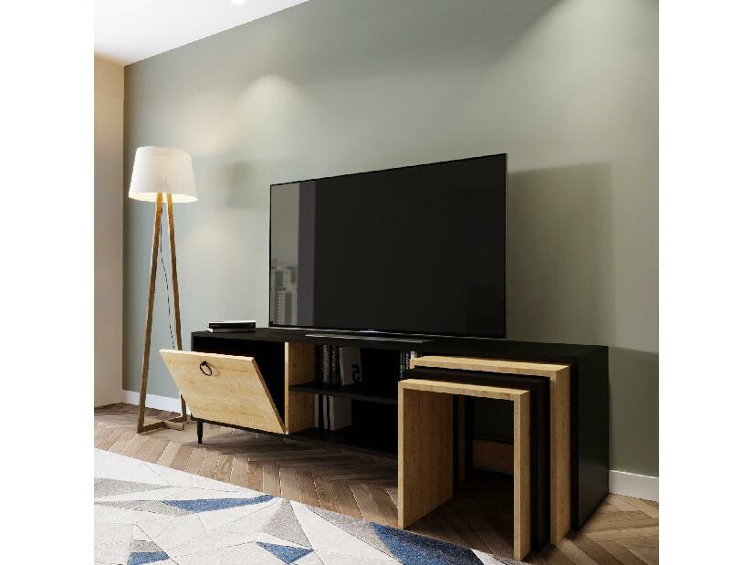 TV stolík/skrinka Zigg (čierna + dub)