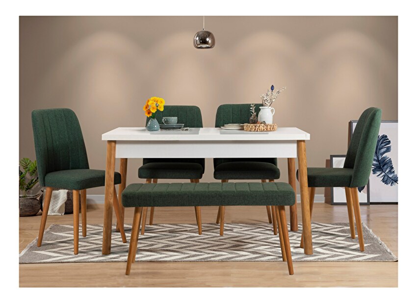 Jedálenský stôl (pre 4 osoby) Cooko (Borovica antlantic + Biela)