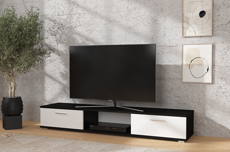 TV stolík Silena (čierna matná + biela matná)