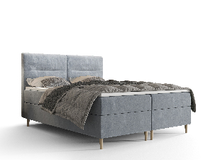Manželská posteľ Boxspring 160 cm Saruta (svetlomodrá) (s matracom a úložným priestorom)