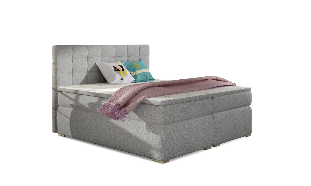 Kontinentálna posteľ 140 cm Abbie (svetlosivá) (s matracmi)