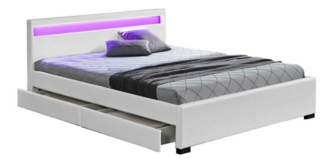 Manželská posteľ 160 cm Miss (s roštom, osvetlením a úl. priestorom)