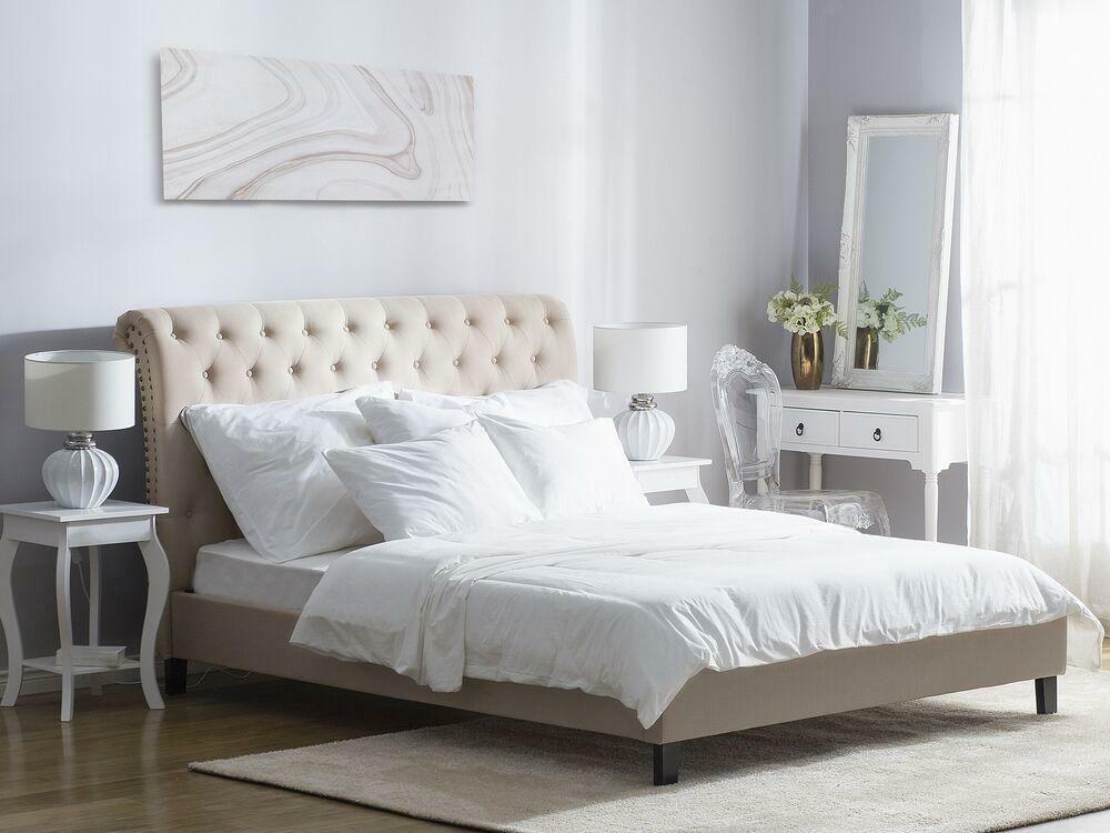 Manželská posteľ 160 cm Rainis (béžová) (s roštom)