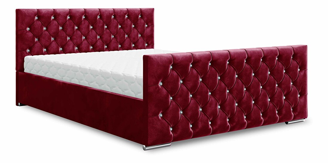 Manželská posteľ 140 cm Quintin (bordová) (s roštom a úložným priestorom)