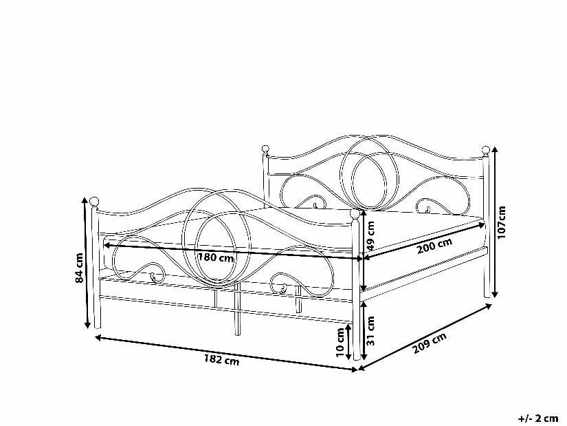 Manželská posteľ 180 cm LAURA (s roštom) (biela) *bazár
