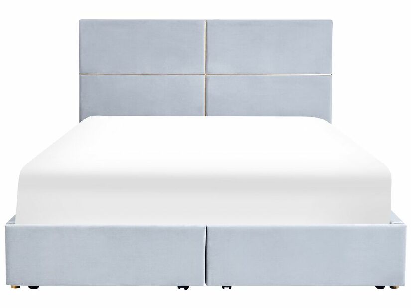 Manželská posteľ 180 cm Vissarion (sivá) (s roštom a úložným priestorom)