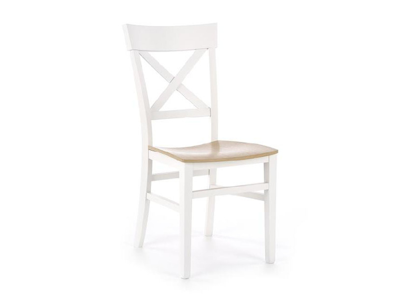 Jedálenská stolička Tutta (biela + prirodne drevo)