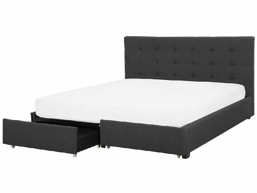 Manželská posteľ 180 cm ROLLA (s roštom a úl. priestorom) (tmavosivá)