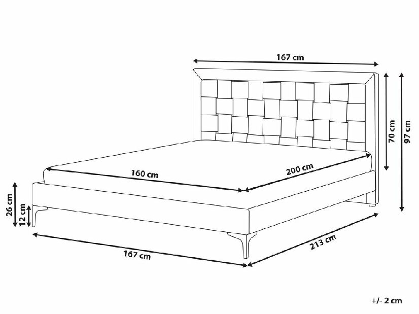 Manželská posteľ 160 cm LIMO (polyester) (šedá) (s roštom)