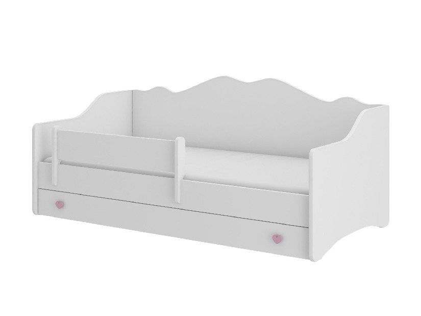 Detská posteľ 160x80 cm Ester I (s roštom a matracom) (biela + ružová)