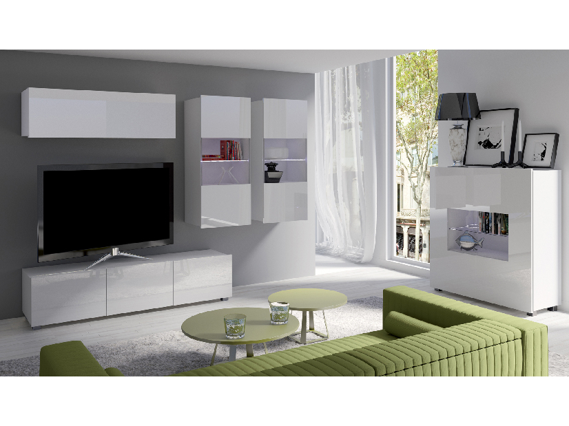 Tv stolík Calabria RTV 150 (biela matná + lesk biely)