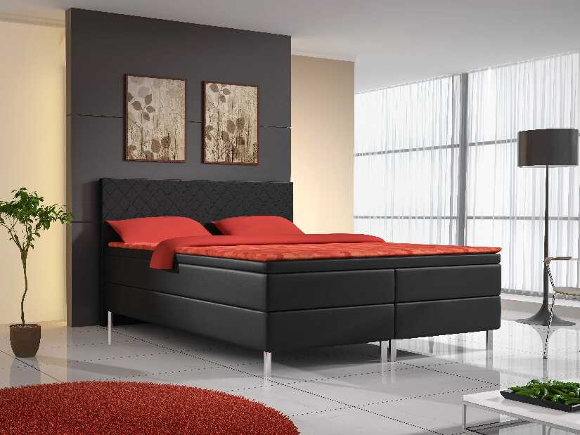 Manželská posteľ Boxspring 180 cm Mariana (čierna) (s matracmi)