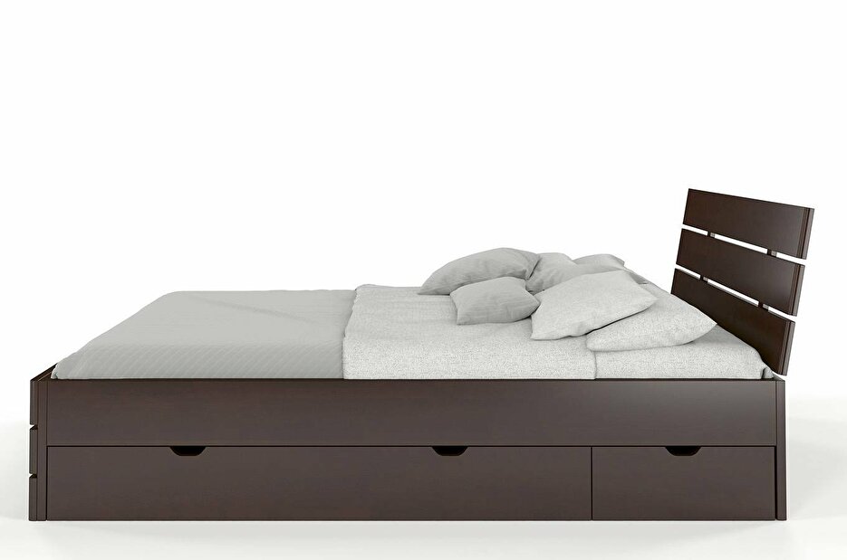 Manželská posteľ 200 cm Naturlig Lorenskog High Drawers (buk)