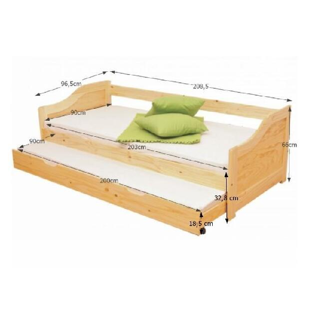 Rozkladacia posteľ 90 cm Laila (masív, s dvomi roštami) *výpredaj