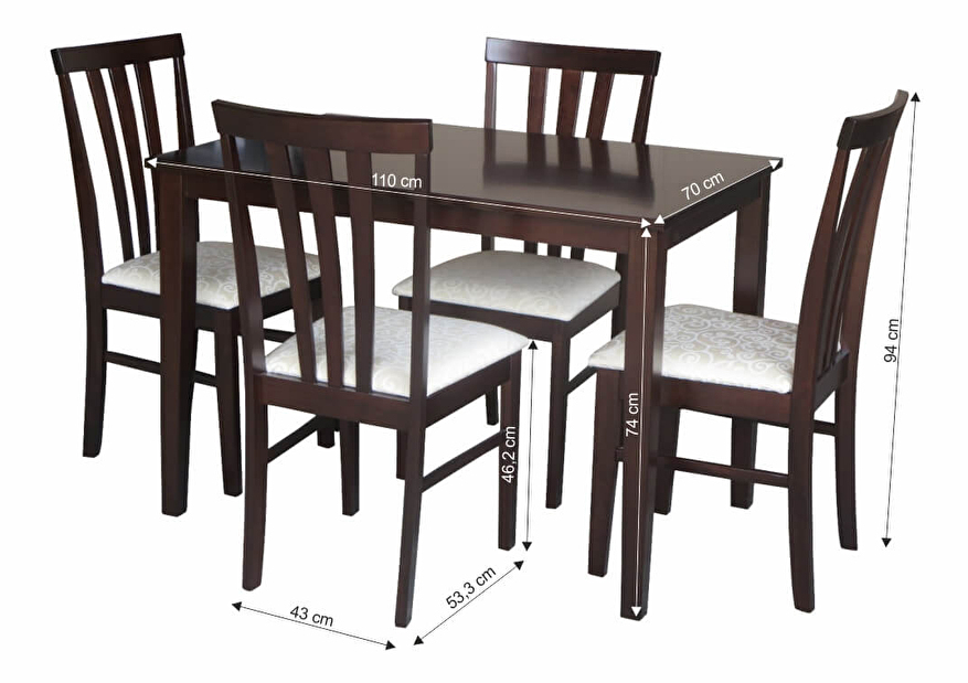 Jedálenský set (stôl + 3 ks. stoličiek) Lessie (wenge) *výpredaj