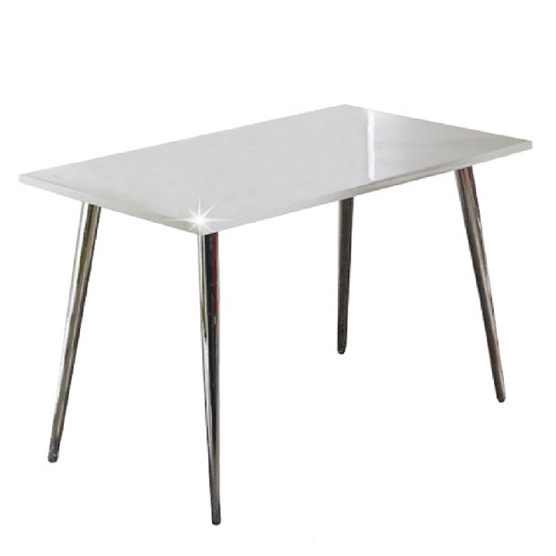 Jedálenský stôl Proviar (pre 4 osoby) (lesk biely + chrómová) *výpredaj