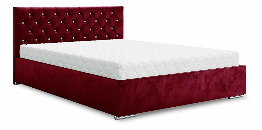 Manželská posteľ 140 cm Kerry (bordová) (s roštom a úložným priestorom)
