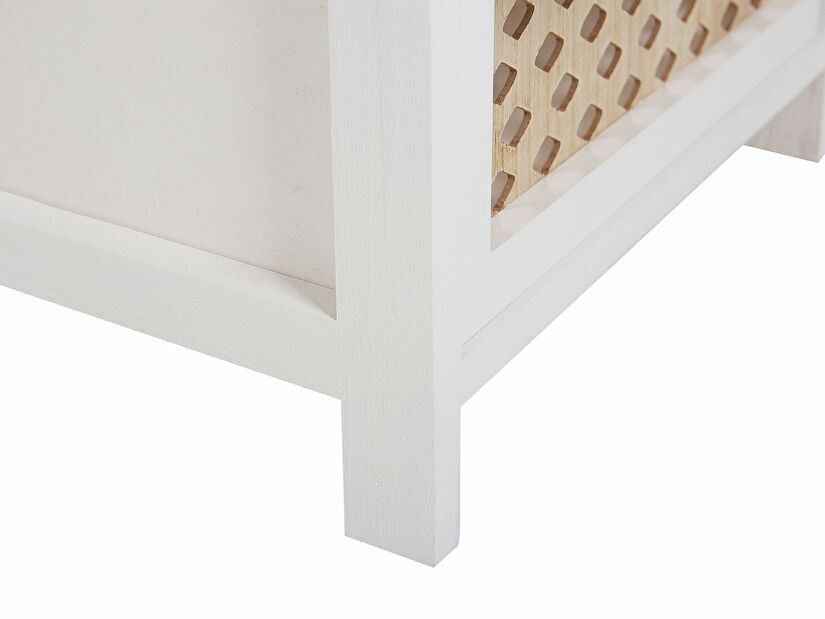 Nočný stolík LEORUS (biela + svetlé drevo)