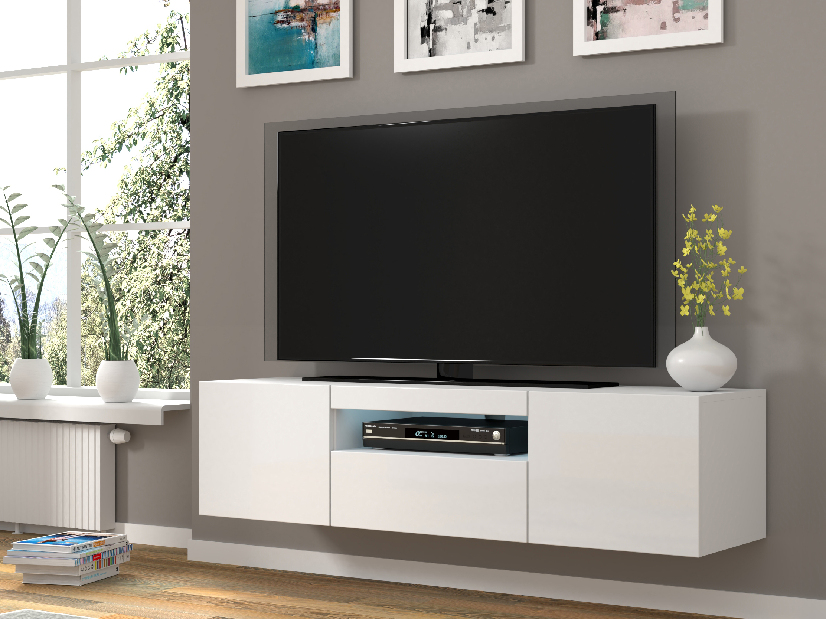 TV stolík/skrinka Aurora (biely lesk)