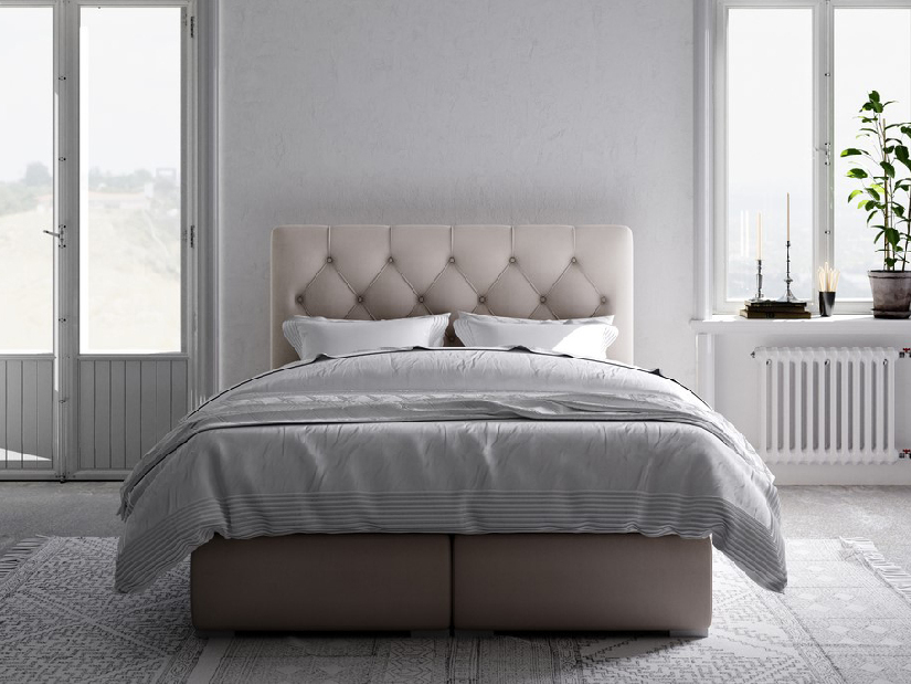 Kontinentálna posteľ 160 cm Ronda (béžová) (s úložným priestorom)