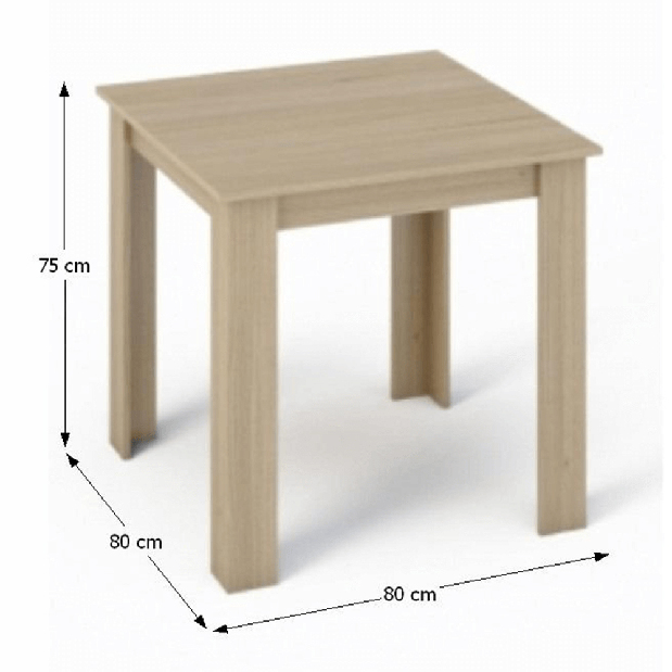 Jedálenský stôl Plat (štvorec) (pre 4 osoby) (dub sonoma)
