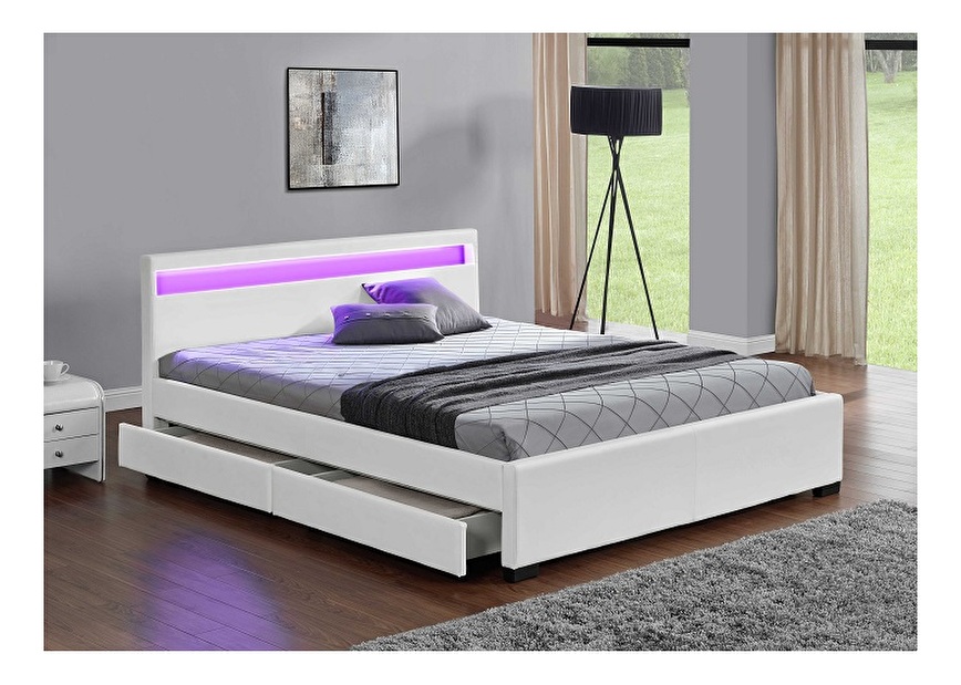 Manželská posteľ 160 cm Miss (s roštom, osvetlením a úl. priestorom)