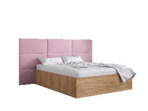 Manželská posteľ s čalúneným čelom 160 cm Brittany 2 (dub craft zlatý + ružová) (s roštom)