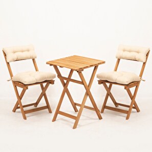 Súprava záhradného stola a stoličiek (3 kusy) Magnus (prírodná + krémová)
