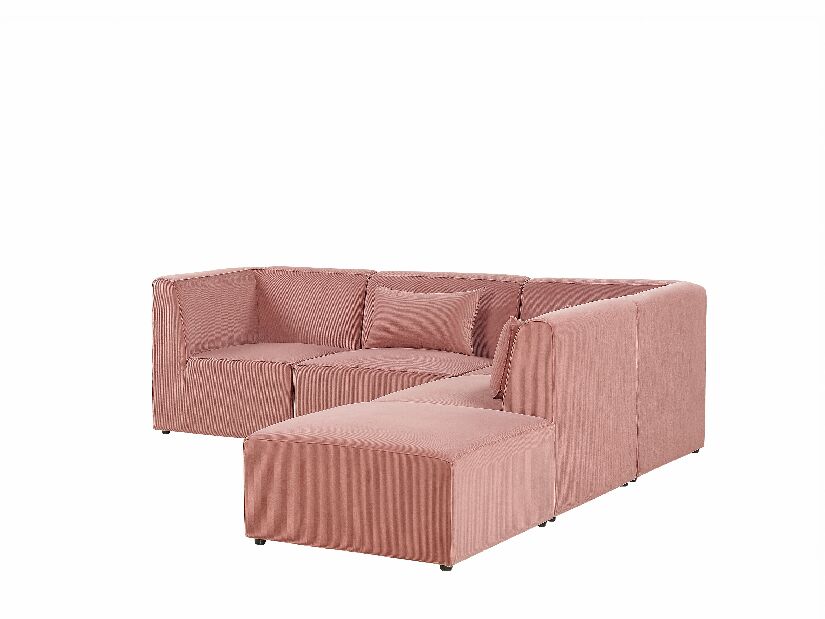 Rohová sedačka LEMMIS (ružová) (pre 4 osoby) (s taburetkou) (menčester) (P)