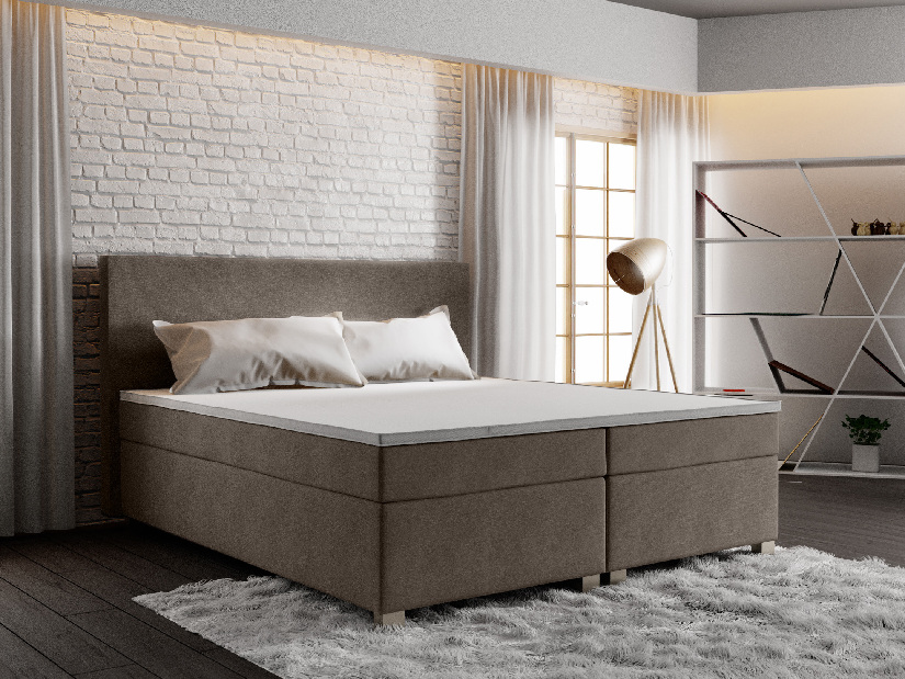 Manželská posteľ Boxspring 140 cm Simon (hnedá) (s matracom, bez úložného priestoru)