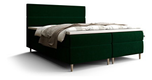 Manželská posteľ Boxspring 140 cm Flu Comfort (tmavozelená) (s matracom a úložným priestorom)