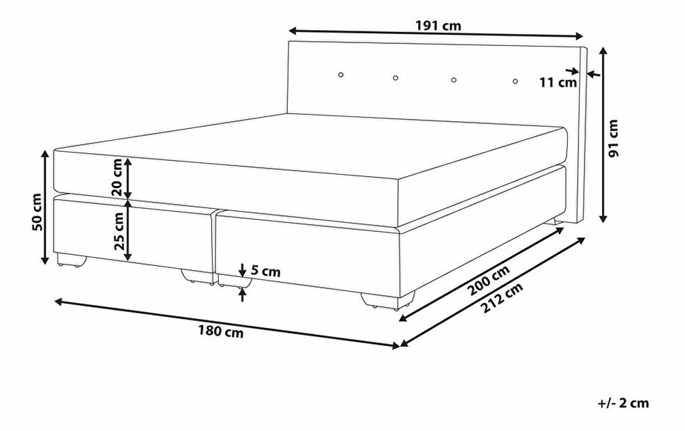 Manželská posteľ Boxspring 180 cm CONSOLE (s roštom a matracom) (sivá)