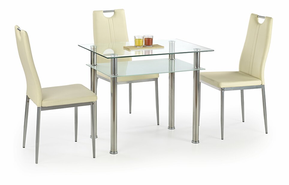 Jedálenský stôl Lester 90 (priesvitné + mliečne sklo) (pre 4 osoby)