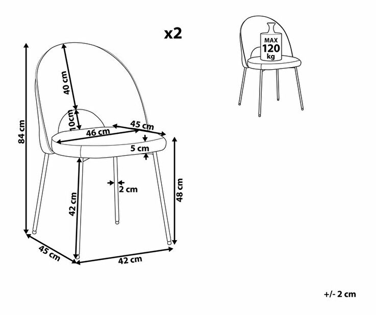 Set 2 ks. jedálenských stoličiek CAVEL (látka) (zelená)