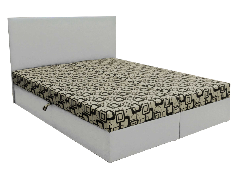 Manželská posteľ 180 cm Trachalio (biela + čiernobéžová) (s matracom)