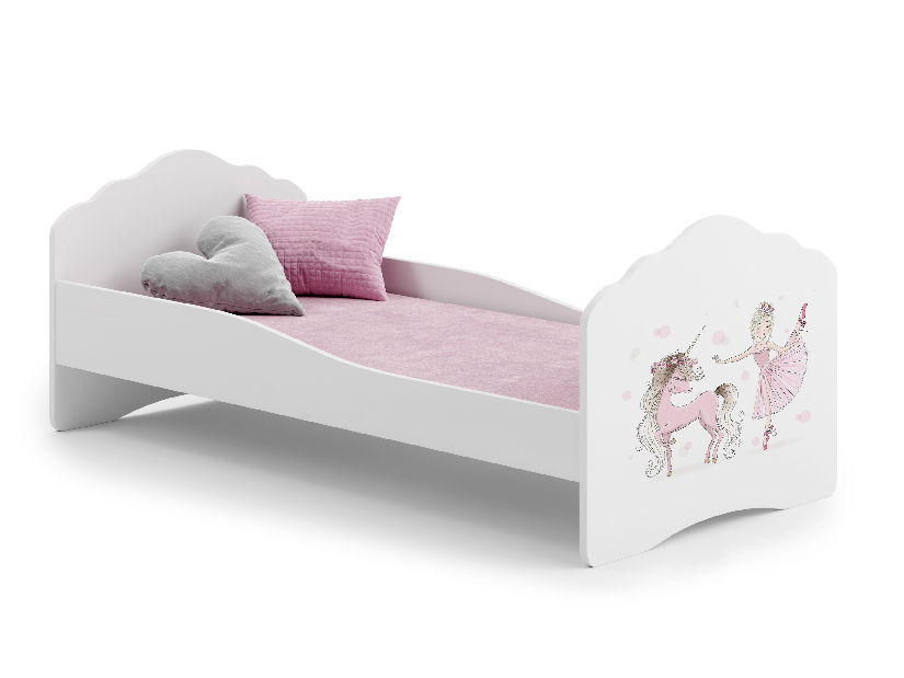 Detská posteľ 140x70 cm Cassi (s roštom a matracom) (víla a koník)