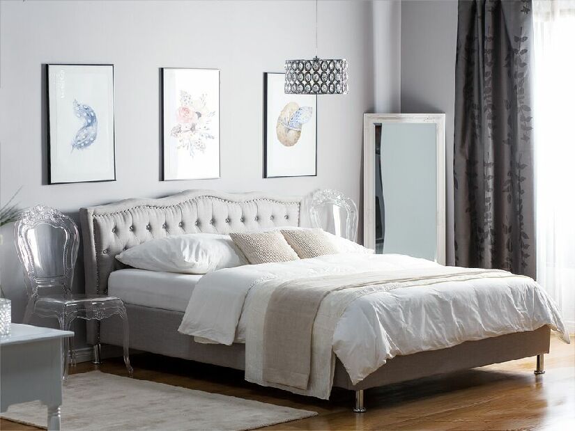 Manželská posteľ 160 cm MATH (s roštom) (sivá)